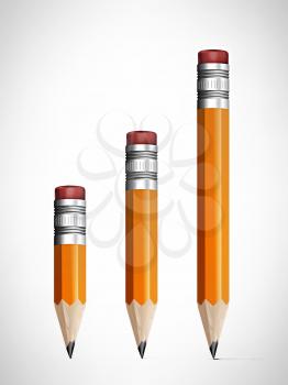 Lead pencils various length on white background. Vector illustration