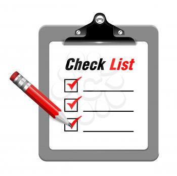 Royalty Free Clipart Image of a Check List With a Pencil