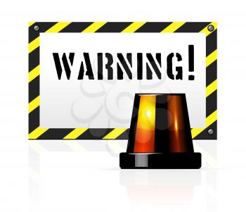 Royalty Free Clipart Image of a Warning Sign and Light