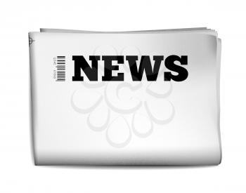 Blank newspaper with perforated edges and texture on white background. Vector illustration