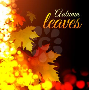 Autumn leaves. Vector illustration with bokeh effect