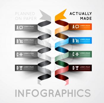 Infographic options with color ribbons. Vector illustration