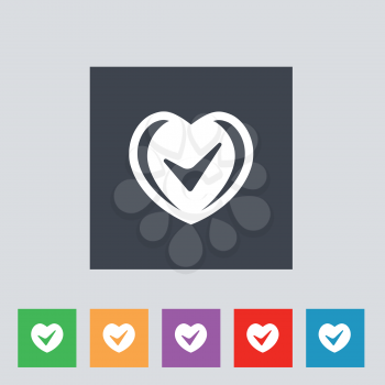 First aid medical sign on heart shape in flat style. Vector illustration