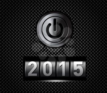 New Year counter 2015 with power button. Vector illustration