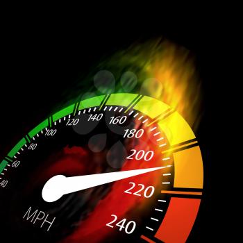 Speedometer with speed fire path. Vector illustration on black