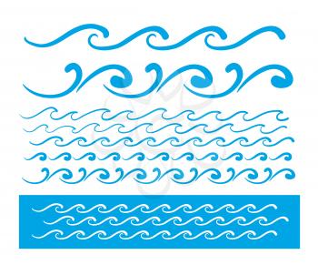 Seamless vector blue wave line pattern illustration