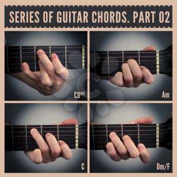 A series of guitar chords with symbols. Part 02