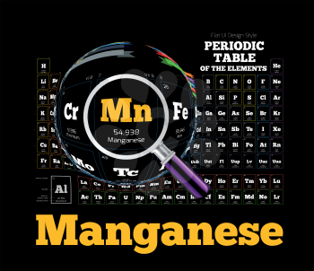 Periodic Table of the element. Manganese, Mn. Vector illustration on black