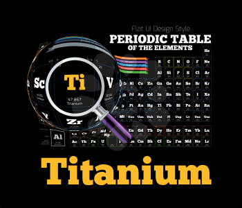Periodic Table of the element. Titanium, Ti. Vector illustration on black