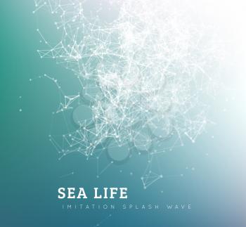 Sea wave by dot and line connection. Summer vector illustration