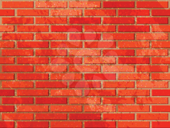 Red brick wall. Vector illustration with noise textures