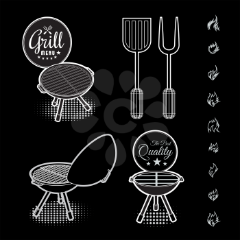 Barbecue grill vector illustration on black background