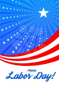 Happy labor day. Vector illustration with ribbon and stars