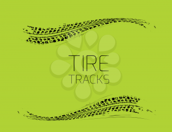 Tire tracks background. Vector illustration on green