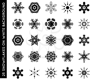 Collection of beautiful vector snowflakes on a white background