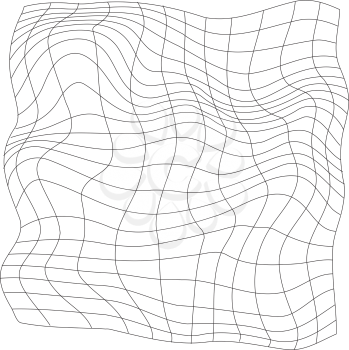 Geometric background with a waving grid and a distortion in the form of blowing