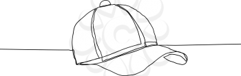 Baseball cap vector illustration on a white background. Continuous line drawing design style.