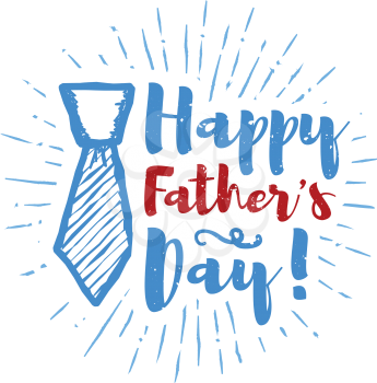 Happy father's day lettering with sunbursts background. Vector