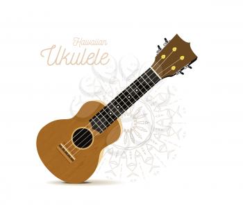Ukulele - Hawaiian musical instrument. Vector illustration on white background