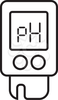 Acidity meter pH. The chemical tester. Icon of thin lines on a white background. Vector illustration