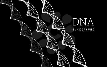 DNA structure. Deoxyribonucleic acid. Vector chemistry illustration on black background