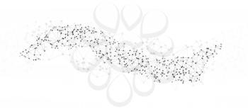 Big data illustration of lines and dot in the form of a wave. Vector on white