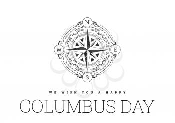 Congratulations on the Columbus day with compass on white background Vector illustration