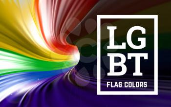 LGBT flag in the form of a spiral pipe. Inside view. Vector close-up illustration