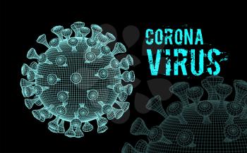 Coronavirus 2019-nCoV virus. Vector 3d illustration on black background
