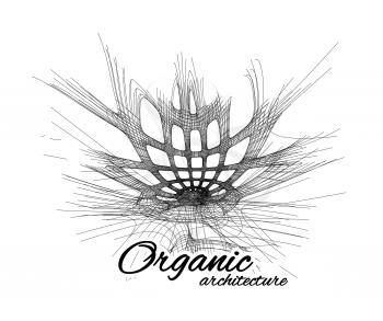 Organic architecture. The concept of unity with nature including smooth lines and transitions. Vector illustration on white background