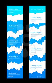 Landing page design template. Wave origami paper cut style. Can be used for ui, web, print design. Vector illustration