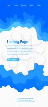 Landing page design template. Wave origami paper cut style. Can be used for ui, web, print design. Vector illustration