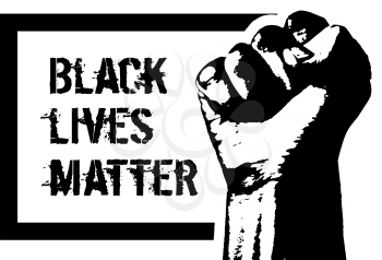 Black lives matter. Vector illustration with hand on white