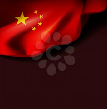 Waving flag of china. Chines flag. Vector illustration on dark background