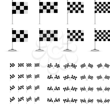 Checkered racing flag. Vector set illustration on white background