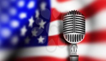 USA flag with mic. Vector illustration