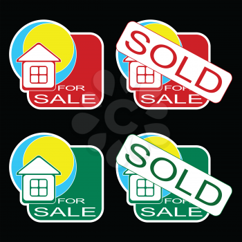 Royalty Free Clipart Image of House for Sale Signs