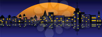 Royalty Free Clipart Image of a City Landscape