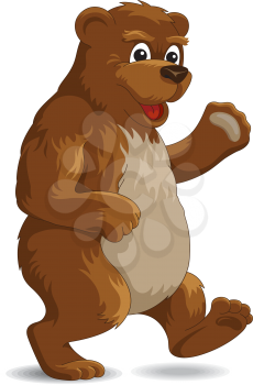 Brown bear in cartoon style isolated on white. Vector illustration
