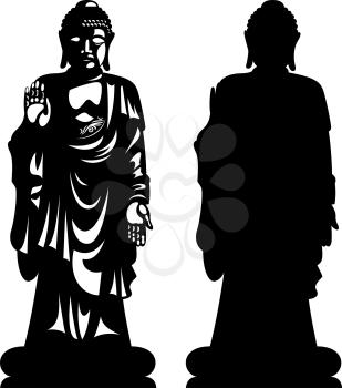 Statue of Buddha. Asian religious symbol. Vector silhouette. World landmark