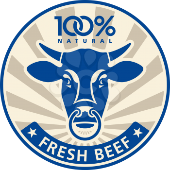 Label with a bull head. Concept for Farm Market and butcher shop