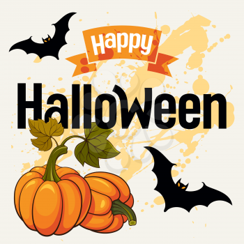 Halloween vector illustration. Greeting card with attributes of Halloween