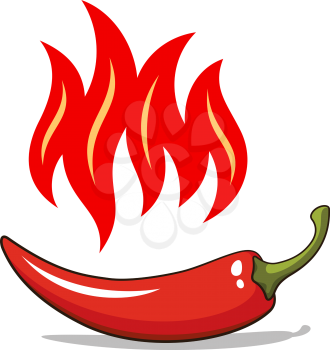 Vector illustration of chili pepper and fire flame