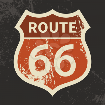 Route 66 sign with grunge effect