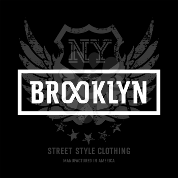 Lettering Brooklyn NY and American Eagle wings. This illustration can be used as a print on T-shirts and other clothes