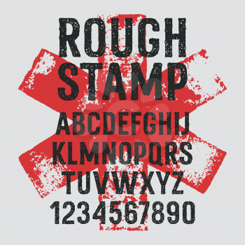 Rough stamp typeface / Grunge textured font / Vector handmade alphabet / Stamp style uppercase letters and numbers / Vectors / Plus 3 grunge textures as a bonus