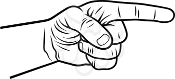 Pointing hand. Vector illustration of a pointing finger. Hand-drawn sketch