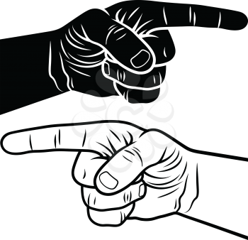 Pointing hand. Vector illustration of a pointing finger. Hand-drawn sketch