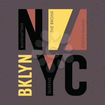 New York city typography / t-shirt graphics / vectors / tee graphics / Brooklyn, Queens, Manhattan, The Bronx and Staten Island