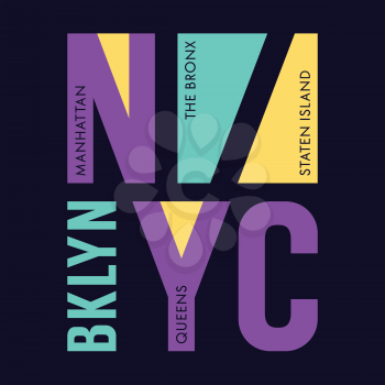 New York city typography / t-shirt graphics / vectors / tee graphics / Brooklyn, Queens, Manhattan, The Bronx and Staten Island